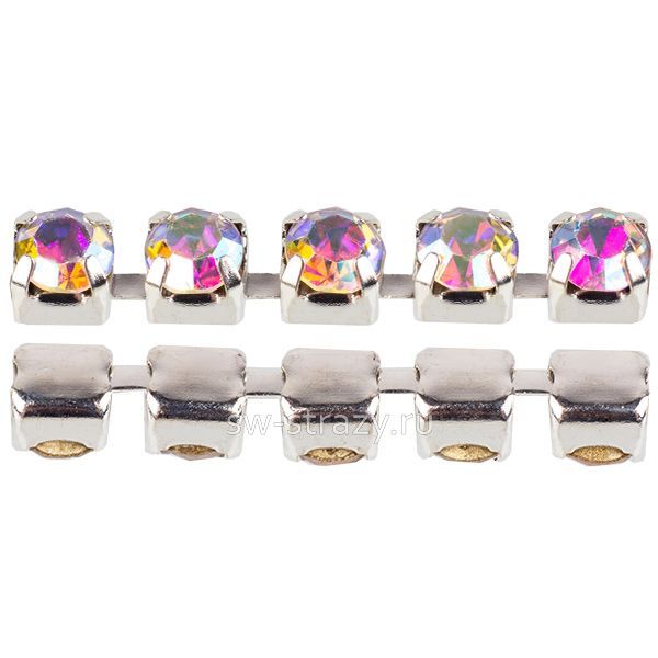 Стразовая цепь 2.9 мм  Crystal AB\silver