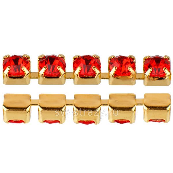 Стразовая цепь 2 мм  Light siam\gold